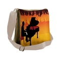 thumbnail image 1 of Music Messenger Bag, Pianist Man Playing on Flames, Unisex Cross-body, by Ambesonne, 1 of 2
