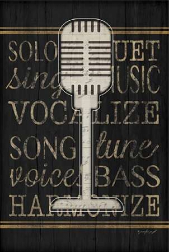 Music Microphone Canvas Art - Jennifer Pugh (12 x 18)