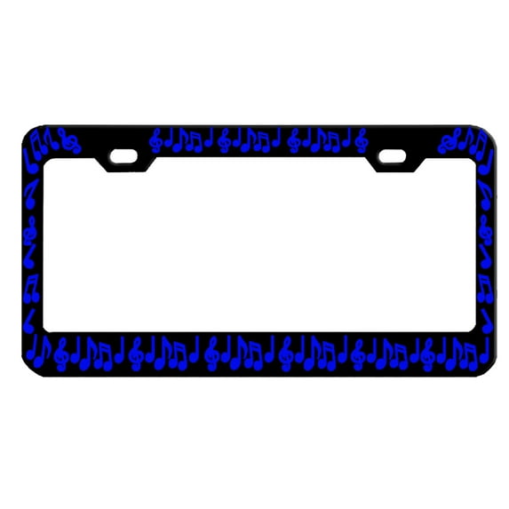 Music Musical Note Style Metal License Plate Frame Personalized/Car Accessories Car Tag Holder Cover (Black/Lime Blue)