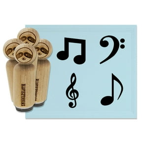 Music Musical Notes Treble Bass Clef Eighth Symbols Rubber Stamp Set for Scrapbooking Crafting Stamping - Mini 1/2 Inch
