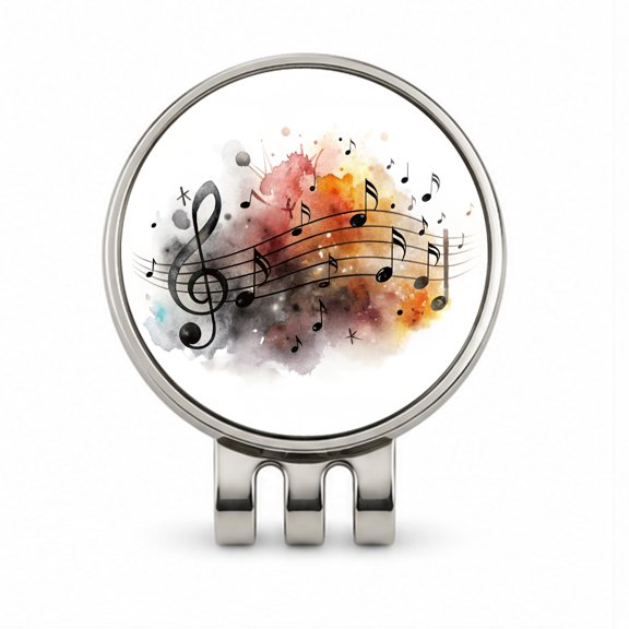 Music Musical Notes Treble Clef Watercolor Golf Hat Clip with Removable Magnetic Ball Marker