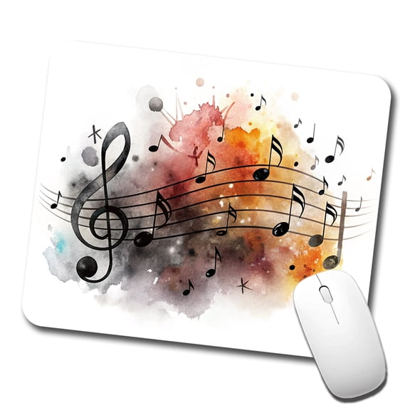 Music Musical Notes Treble Clef Watercolor Mouse Pad Low Profile Gaming Mat