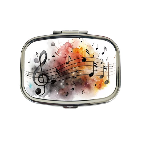Music Musical Notes Treble Clef Watercolor Small Travel Handbag Pill Box Case