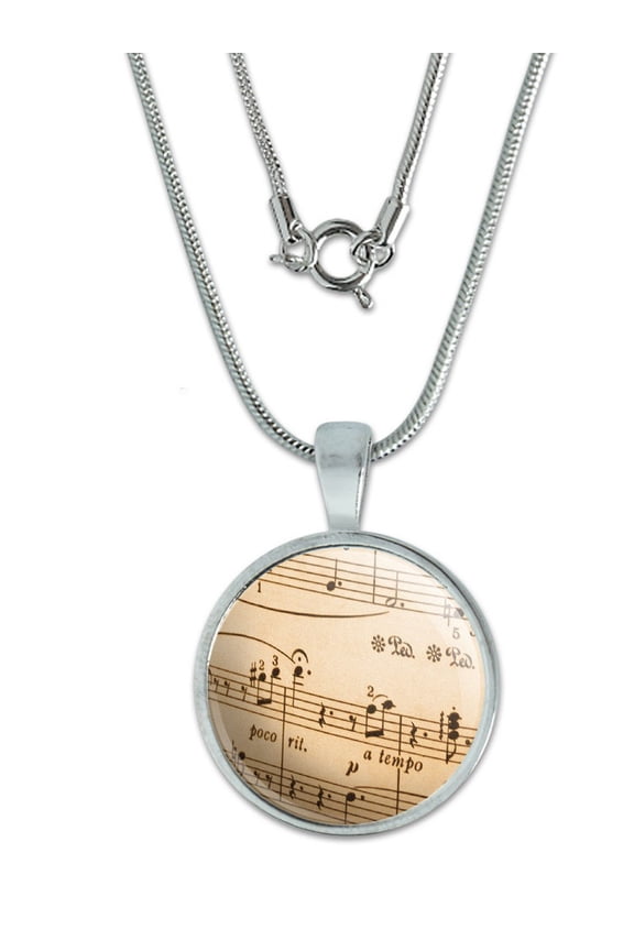 Music Musical Sheet Notes Vintage - Treble Clef Small Pendant