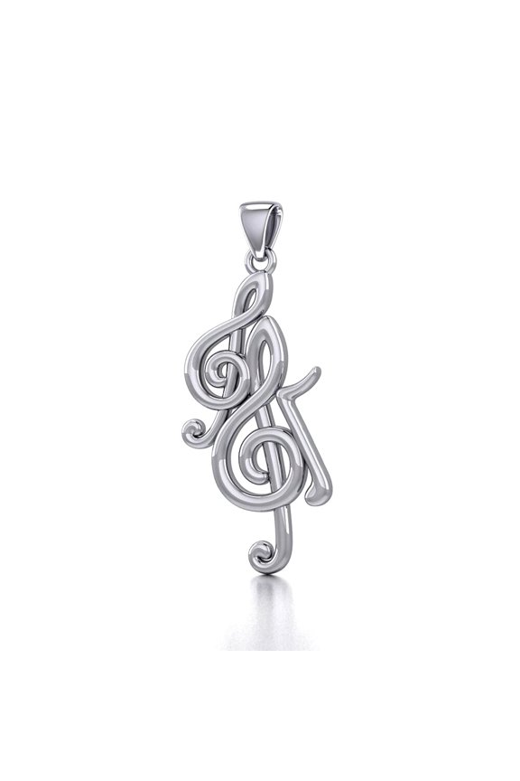 Music Notation Symbol G Clef 925 Sterling Silver Pendant Inspirational Jewelry