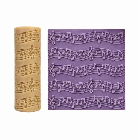 Music Notation Textured Roller - High Detail Embossing Tool for Polymer Clay, Ceramics, and Craft Projects