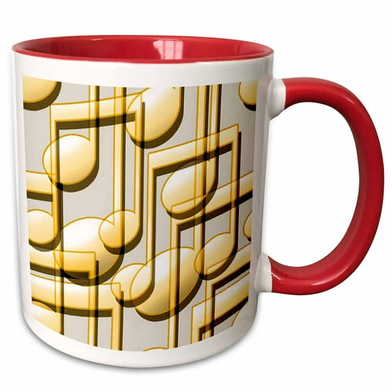 3drose, Music Note Background, 11oz Two-tone Red Mug
