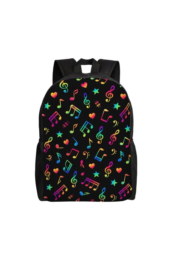 Music Note Backpack Full Front Print Travel Laptop Bag for Men and Women