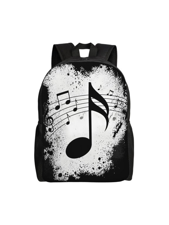 Music Note Backpack Full Front Print Travel Laptop Bag for Men and Women