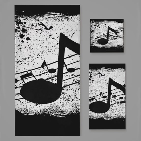 Music Note Bath Towel Sets For Bathroom Hand Towels Fingertip Towels 3 Piece Soft Absorbent For Bathroom Kitchen Hotel Beach