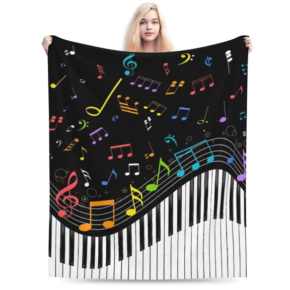 Music Note Blanket Piano Decor Throw Blanket Super Soft Flannel Lightweight Fluffy Plush Cozy Fuzzy Fleece Blanket 50x40