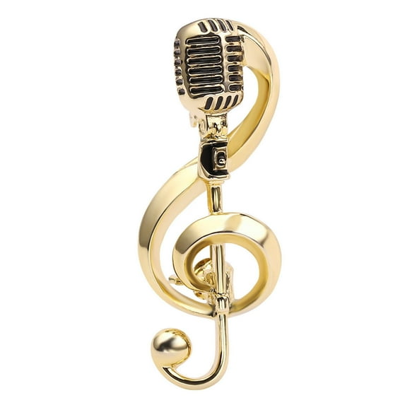 Music Note Brooch Pins Gold Silver Color Microphone Brooch Backpack Badge Hat Bag Accessory Gift for Unisex