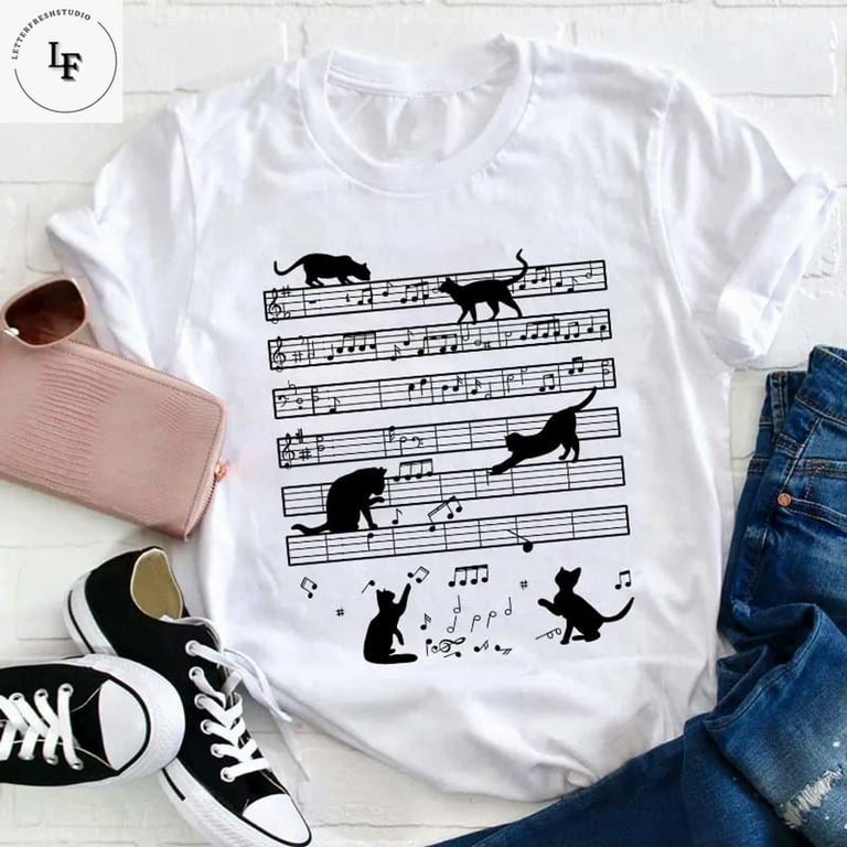Music Notes Cat Funny T-Shirt Gift For Cat Lovers Music Notes Cat Funny T-Shirt Gift For Cat Lovers