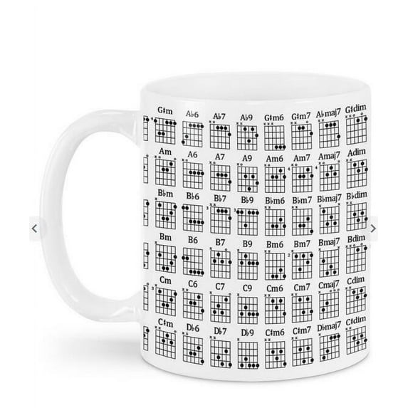 Music Note Ceramic Mug 11oz, Color-Changing Design with Guitar Patterns for Coffee/Tea Enthusiasts