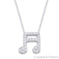 thumbnail image 1 of Music Note Charm CZ Crystal Pendant & Chain Necklace in .925 Sterling Silver, 1 of 1