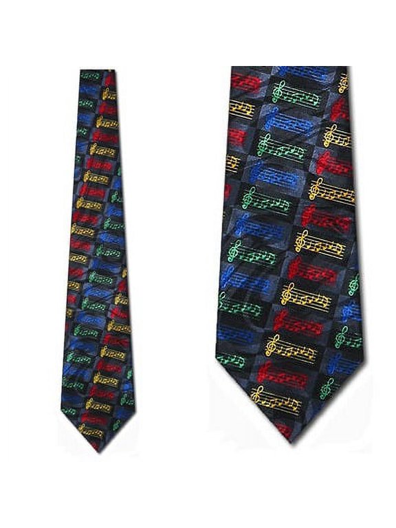 Music Note Checkered Colorful Necktie Mens Tie by