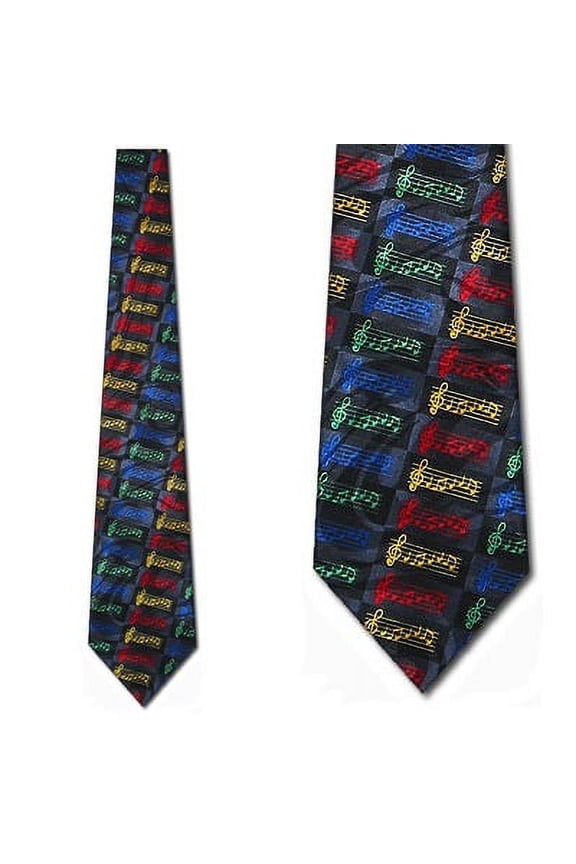 Music Note Checkered Colorful Necktie Mens Tie by
