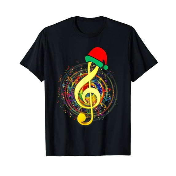 Music Note Christmas Music Instrument T-Shirt Black Tee