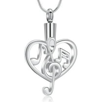Music Note Cremation Urn Necklace for Ashes Heart Memorial Locket Stainless Steel Urn Pendant Ashes Holder Keepsake Memorial Jewelry