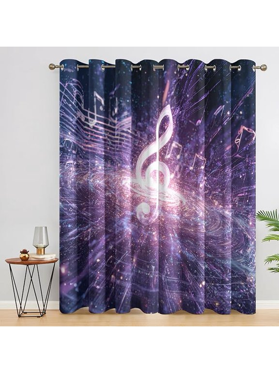 Music Note Curtains for Living Room, Musical Blackout Curtains for Bedroom - Fantasy Decor Window Treatments , Grommet Drapes 2 Panels Set-38"W x 45"L(Pack of 2)