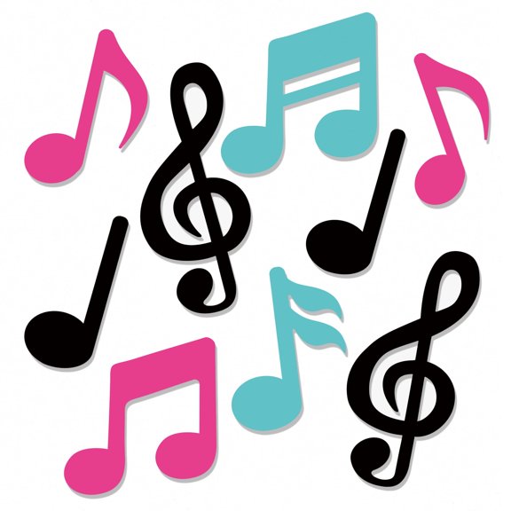 Music Note Cutouts for Bulletin Board Decor, 48Pcs Assorted Pink Blue Musical Notes Paper Shapes, 100 Glue Dots Included, Party Theme Supplies, Pink Blue