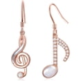 thumbnail image 1 of Music Note Earrings Musical Note Dangle Drop Charm 925 Sterling Silver 18K Rose Gold Plated Treble Clef Eight Note Dangling Earrings Jewelry Gifts for Music Lover Teacher, 1 of 6