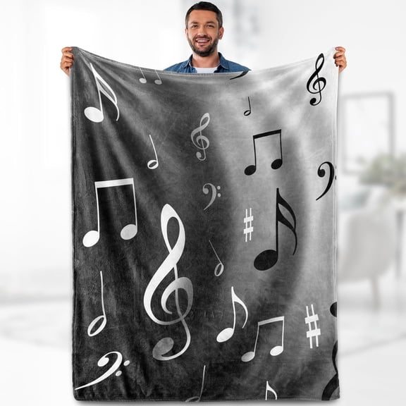 Music Note Gifts Blanket for Women - Abstract Themed Art Gifts for Men Teacher Adult Users Women men Music Lovers Soft Fuzzy Fleece Cozy Birthday Christmas Lightweight Blanket 60"x80"