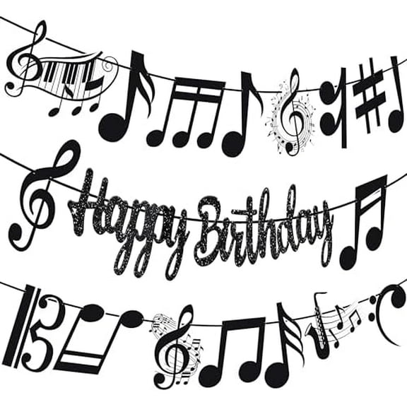 Music Note Happy Birthday Banners Black Music Birthday Party Decorations Musical Party Decorations for Piano Music Note Birthday Party Music Theme Baby Shower Supplies$$Electronics Accessories