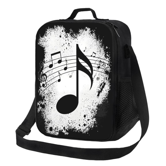 Music Note Lunch Bag Insulated Thermal Lunch Box with Shoulder Strap & Handle for Women and Men