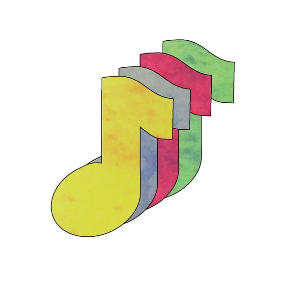 Music Note Marble Assorted Color Creative Cut-Outs, 5.5in, 31 sheets