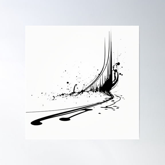 Music Note Minimalist Design Abstract Wall Art Printable Black And White Black Strokes Monochrome Modern Art Poster Wall Art, Modern Wall Decor For Living Room Bedroom, 16x16 UNFRAMED