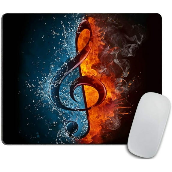 Music Note Mouse pad,Abstract Fire and Water Splashing Music Note Melody Rectangle Non-Slip Rubber Mousepad 9.5 X 7.9 Inch (240mmX200mmX3mm)