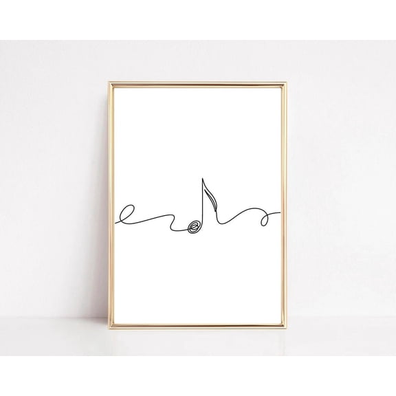 Music Note Music One Line Wall Art Decor Poster Print, Unframed Paper Poster 24x36in