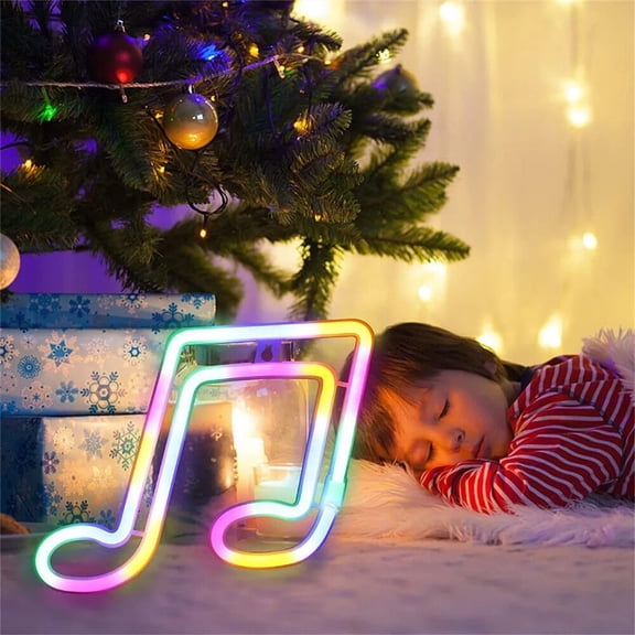 Music Note Neon Signs - Blue LED USB or Battery Operated Night Light for Bedroom, Living Room, Bar, Party, Wedding, Christmas