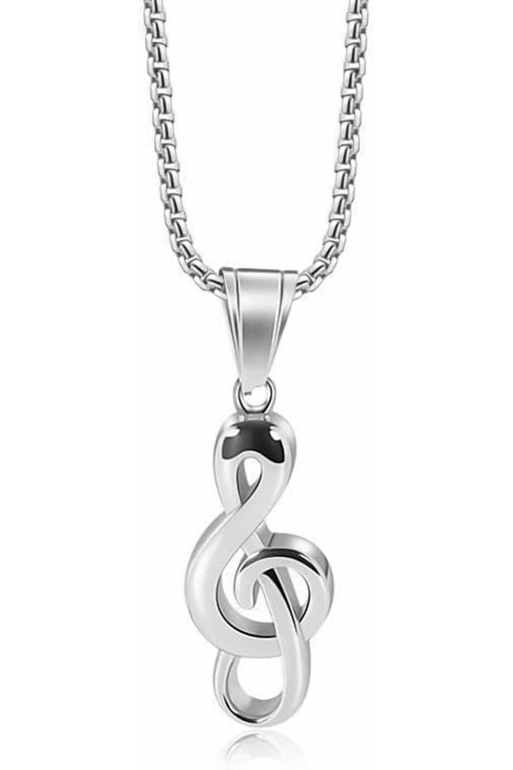 Music Note Pendant Necklace Stainless Steel Dainty Charm Musical Symbol Treble Clef Lightweight Chain Necklace for Men Women Minimalist Music Lovers Musician Birthday Party Fashion Jewelry Gifts