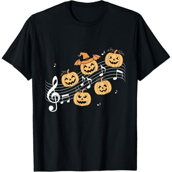 Music Note Pumpkin Fall Music Teacher Halloween Costume T-Shirt