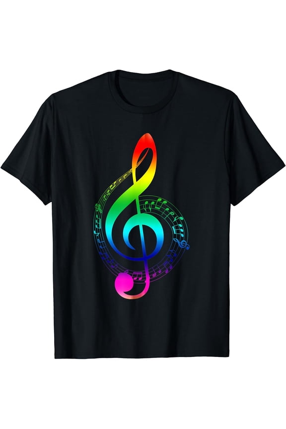Music Note Rainbow Treble Clef Musical Symbol for Musicians T-Shirt