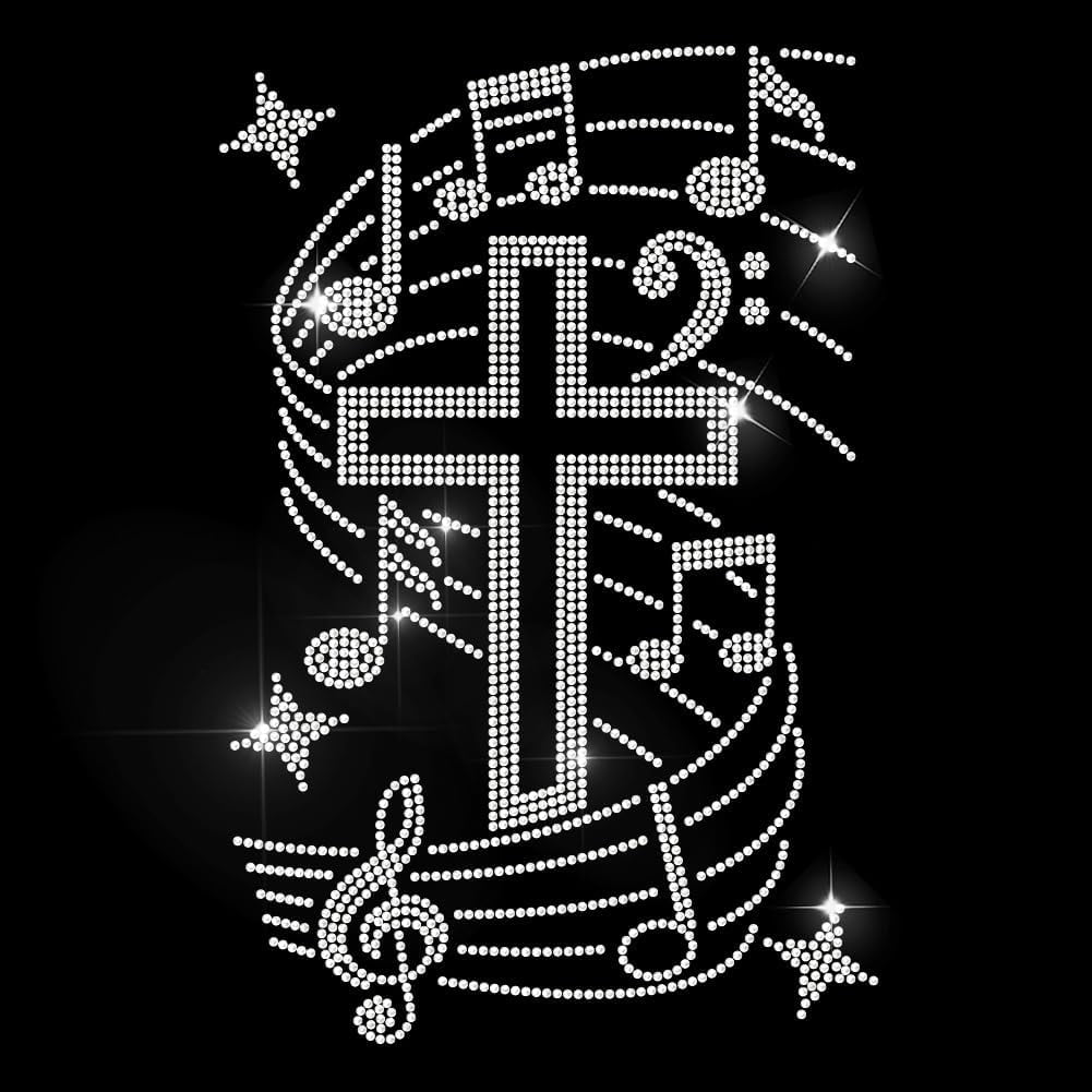 Music Note Rhinestone Iron on Hotfix Transfer Star Heat Transfer ...