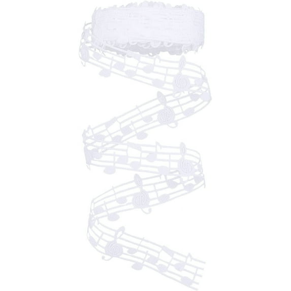 Music Note Ribbon 10 Yards White Decorative Hollow Out Wrapping Ribbon Trim Clothing Accessories for Scrapbooking Wrapping Music Birthday Party Decor