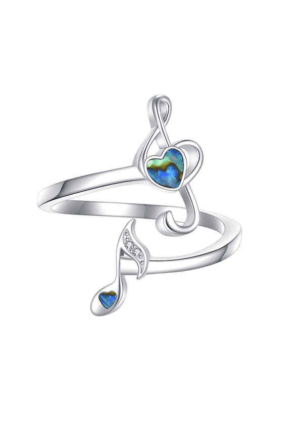 Music Note Ring Sterling Silver Adjustable Music Jewelry Gifts for Women