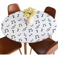 thumbnail image 1 of Music Note Round Table Cloth Cover Melody Singing Song Clef Tunes Black and White Notes Tablecloth for Indoor Outdoor Picnic Party Fit for 40"-44" Round Tables, 1 of 6