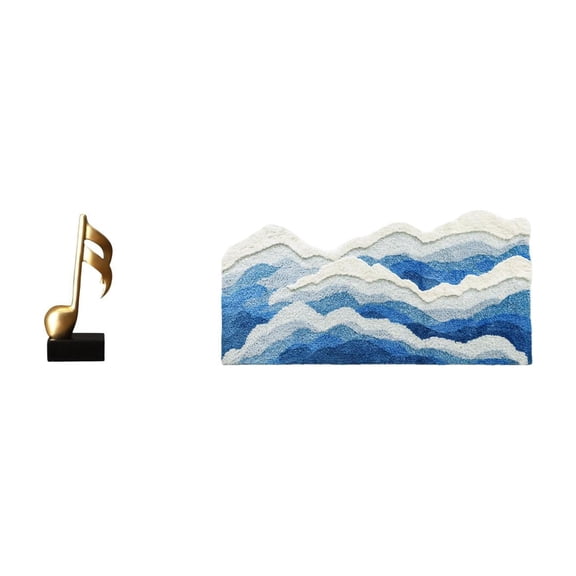 Music Note Sculpture Area Rug Oceanic Tabletop Resin Centerpiece Non Slip for Living Room Home Decor