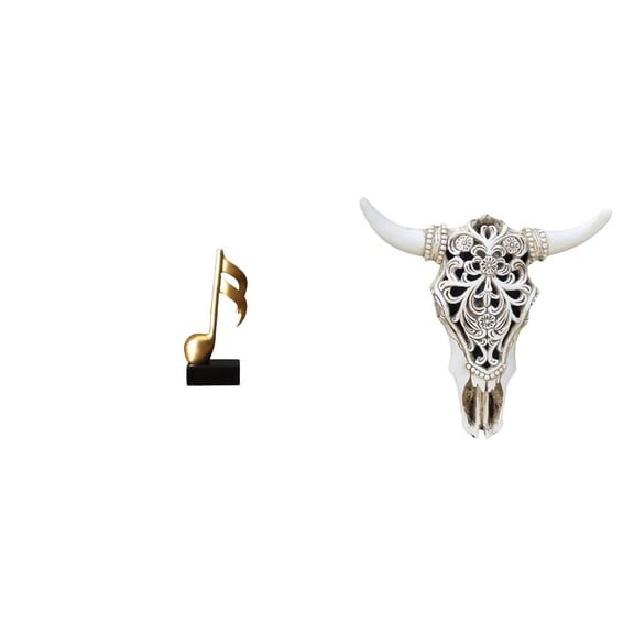 Music Note Sculpture Bull Head Wall Art Desktop Figurine Resin Material for Desk Office Home Decoration