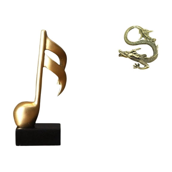 Music Note Sculpture Desktop Figurine Brass Material Ideal for Office Desk Home Bedroom Decoration Gift
