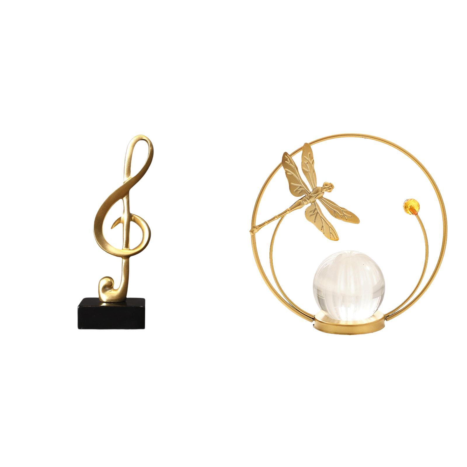 Music Note Sculpture Desktop Figurine Crystal Ball Statue Resin Craft ...