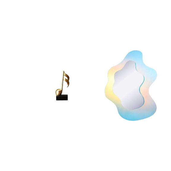 Music Note Sculpture Desktop Figurine Wavy Acrylic Mirror Resin Material for Desk Office Home Decoration Vanity Table