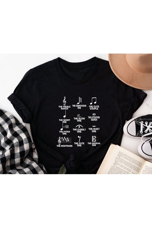 Music Note Shirt, Music Lover T-Shirt, Musician, Band Geek Shirt, School Band, Music Notation Tshirt