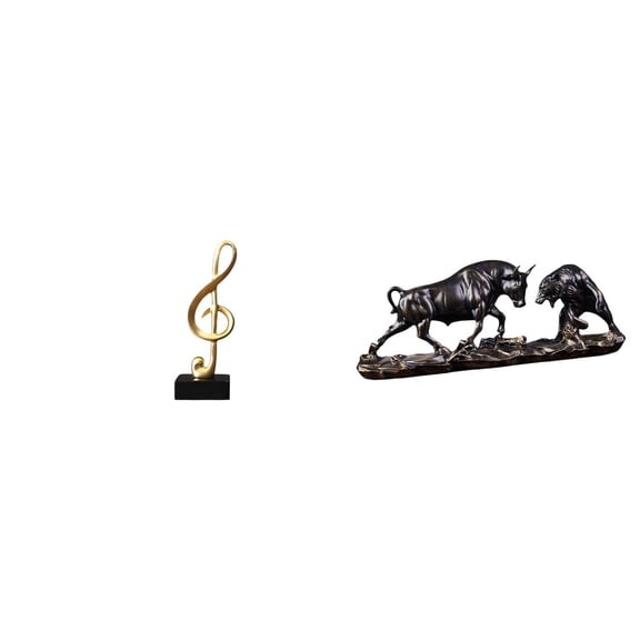 Music Note Statue Resin Bull Sculpture Desktop Figurine Elegant Centerpiece for Office Home Decor Collectors