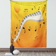 thumbnail image 1 of Music Note Tapestry, Joy in the Air as the Sunsets Piano Keys Floating, Wall Hanging for Bedroom Living Room Dorm Decor, 40W X 60L Inches, Yellow Orange Eggshell and Charcoal Grey, by Ambesonne, 1 of 2