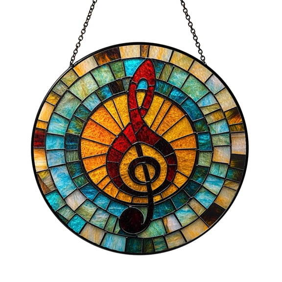 Music Note Treble Clef Glass Suncatcher Window Decor Elegant Musical Art